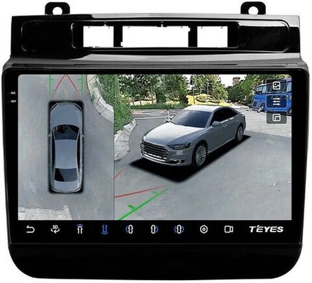 Магнитола для VW Touareg 2 2010-2018 (RCD550, поддержка подогревов) - Teyes CC3-2K-360 на Android 10, 2K QLED, 6Гб+128Гб, CarPlay, 4G SIM-слот, 4 камеры в комплекте