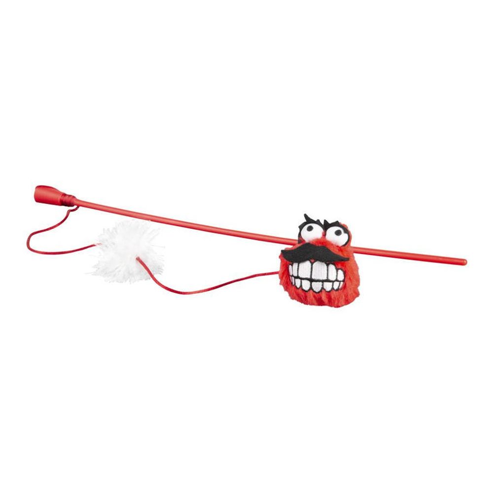Игрушка дразнилка для кошек в виде удочки с плюшевым мячом, красная catnip fluffy magic stick red