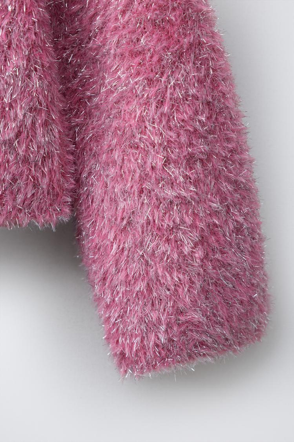 ZARA СВИТЕР ИЗ ВОРСИСТОГО ТРИКОТАЖА С БЛЁСТКАМИ, РОЗОВЫЙ