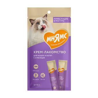 Крем-лакомство для кошек Мнямс с тунцом Кацуо и Магуро 15 г х 4 шт