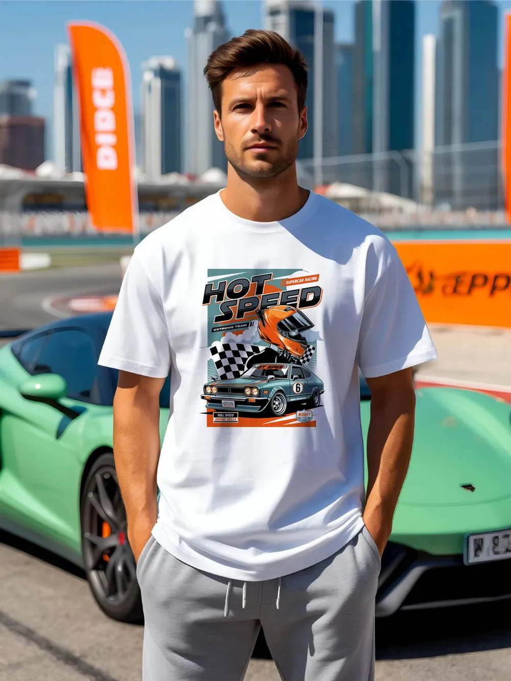 Футболка мужская y2k с принтом машиной