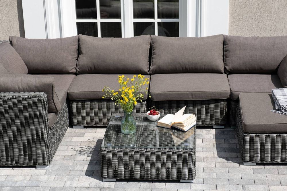 "Лунго" трансформирующаяся лаунж-зона из искусственного ротанга, цвет графит