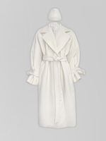 Пальто Agdali Brand длинное однотонное на две пуговицы с завязками на рукавах