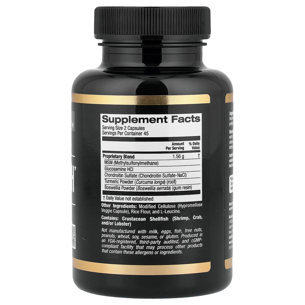 California Gold Nutrition, Sport, добавка для здоровья суставов с МСМ, гидрохлоридом глюкозамина, хондроитинсульфатом, куркумой и босвеллией, 90 растительных капсул