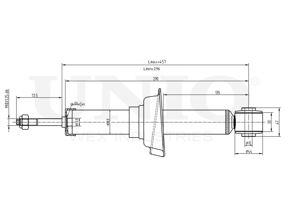 Амортизатор газовый задней подвески UNIO SAB-10397