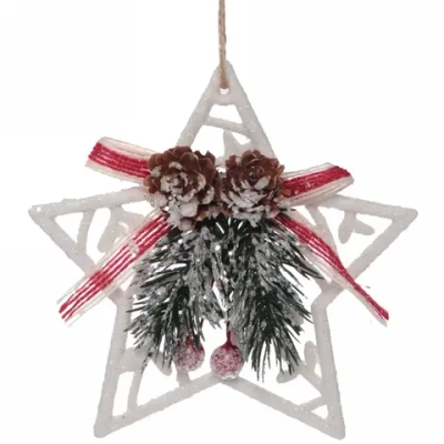 Подвеска елочная БЛЕСК «Звезда» 11,5 см, Белый