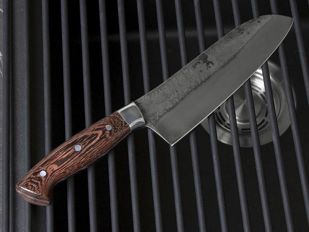 Кухонный нож "Сантоку" со следами ковки, сталь Х12МФ, рукоять венге