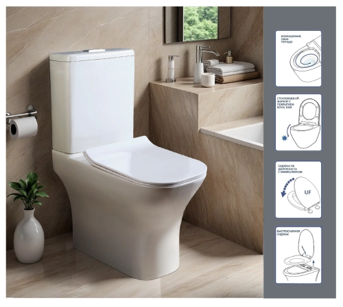 Унитаз VETTORE Tornado напольный безободковый CT10816 (665х350х830) Ceruttispa