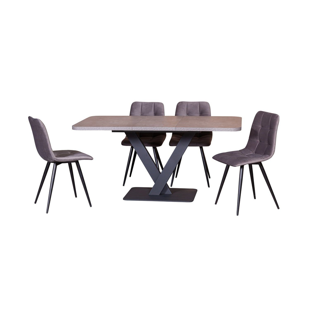 Стол Chester раздвижной  (120+40) камень темный, опоры черные