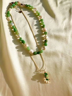 Ожерелье Глубокие реки из жемчуга и авантюрина