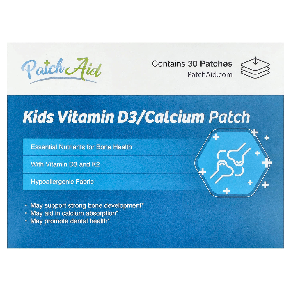 PatchAid, патчи с витамином D3 и кальцием для детей, 30 шт.