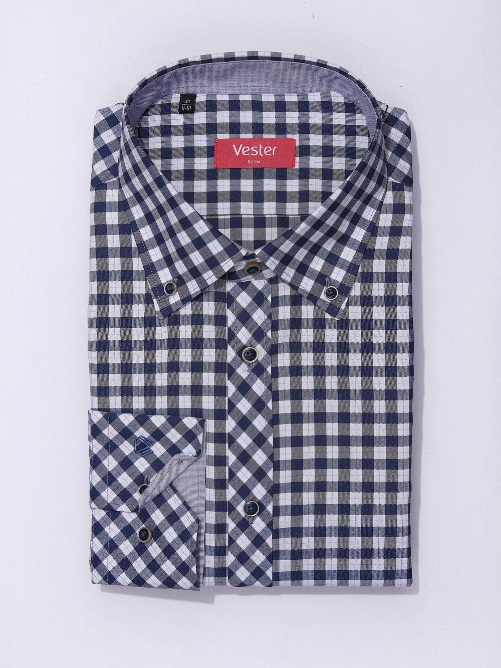 Сорочка мужская VESTER длинный рукав, хлопок/пэ 53314 66