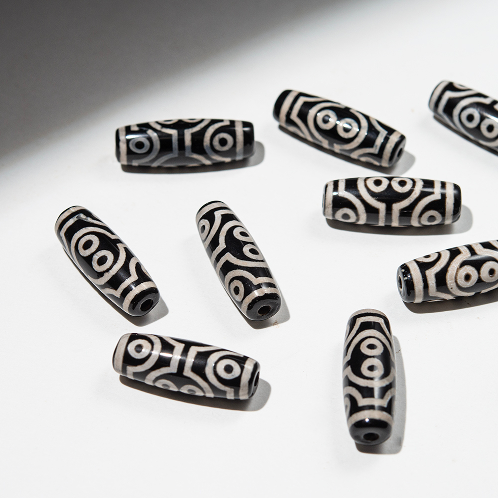 Бусина Дзи "Восемь глаз" из агата, 30*10,5мм, черный