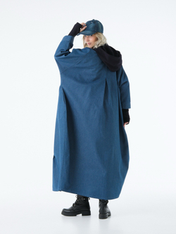 Кафтан /джинс / синий+ кушак