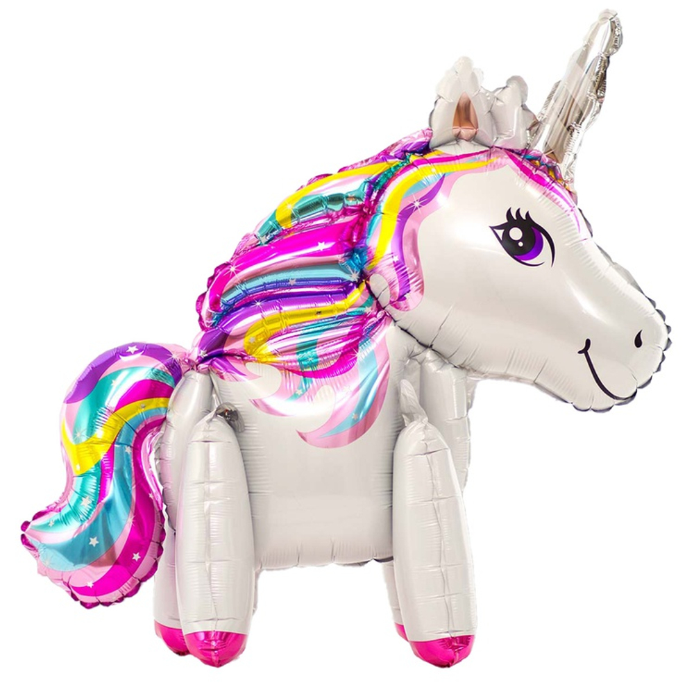Ходячий шар "Белый Единорог с цветной гривой" Арт 6