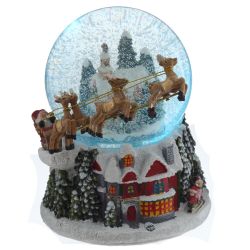 GAEM Фигурка декор в стекл шаре "Дом и Дед Мороз", (подсвет,муз, вьюга 3хАА н/п), D 11 см, L16 W16 H16 см