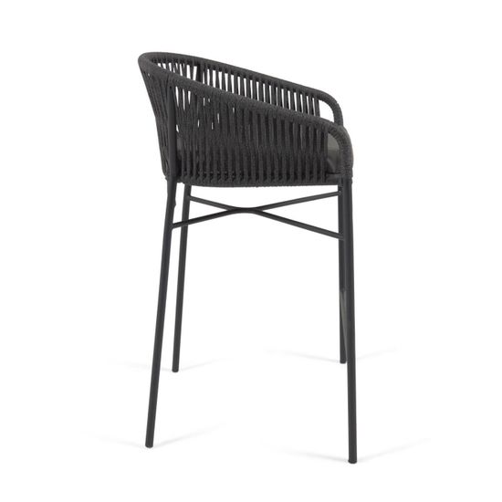 Веревочный барный стул Yanet черного цвета 80 см