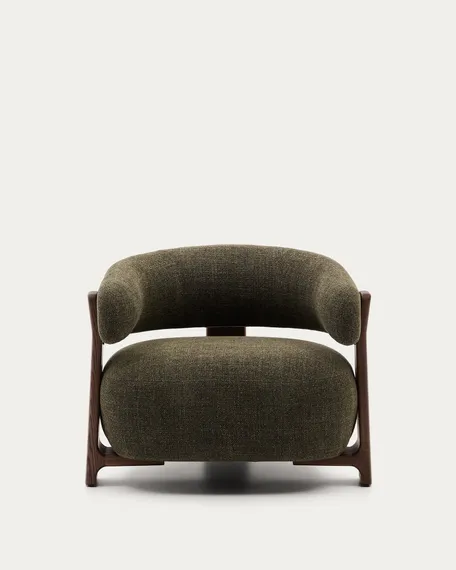 Кресло Granite на 3 ножках, зеленый шенилл, массив ясеня в отделке орех