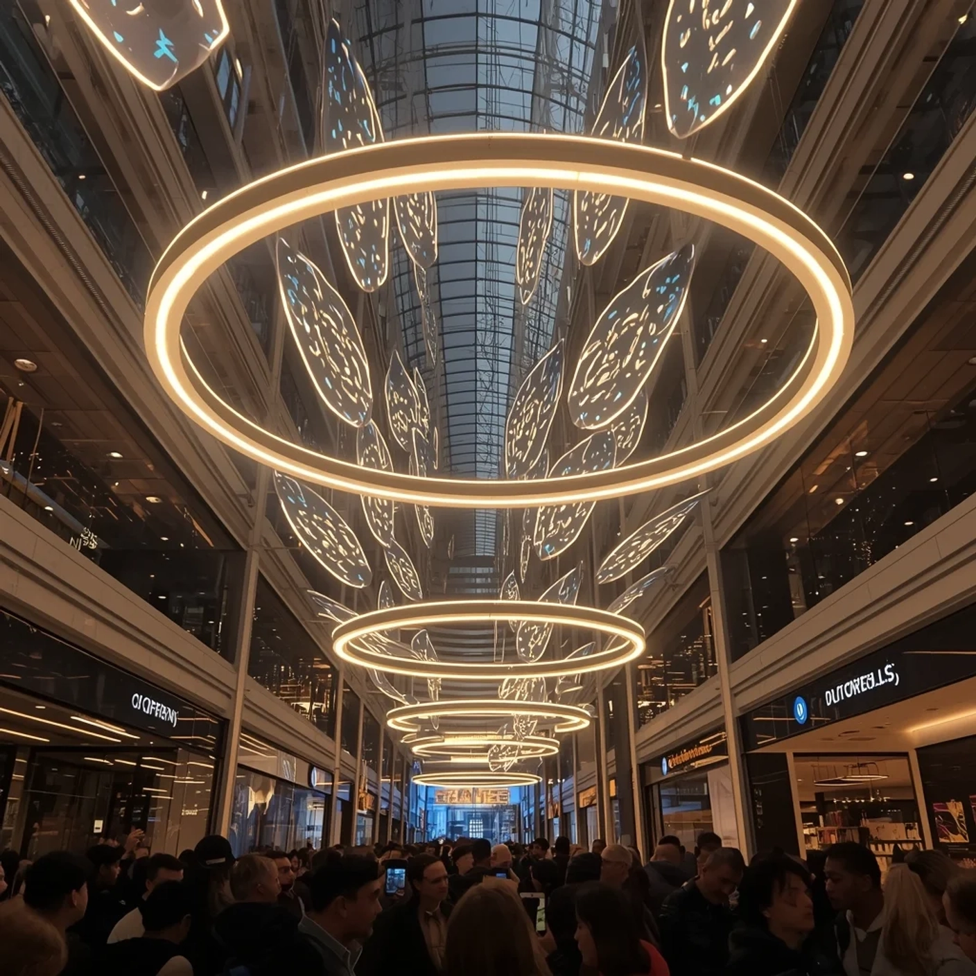 Кинетика для ТЦ: как подвесные световые инсталляции увеличивают трафик, время пребывания и продажи