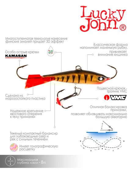 Балансир Lucky John NORDIC 4 с тр. 40мм/11HRT блистер