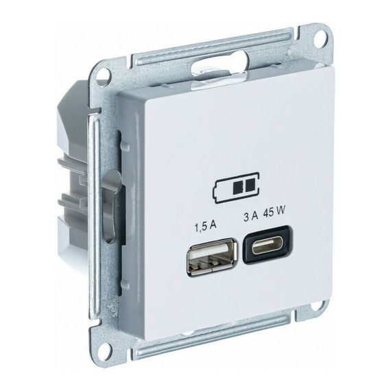 Розетка 2хUSB Schneider Electric AtlasDesign тип A+C белый ATN000129