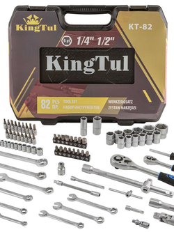 Набор инструментов 82пр.1/4'',1/2''(6гр.)(4-32мм) KINGTUL KT-82