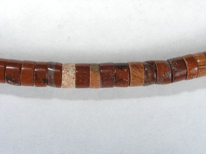 Бусина из яшмы красной, фигурная, 2x4 мм (рондель, гладкая)