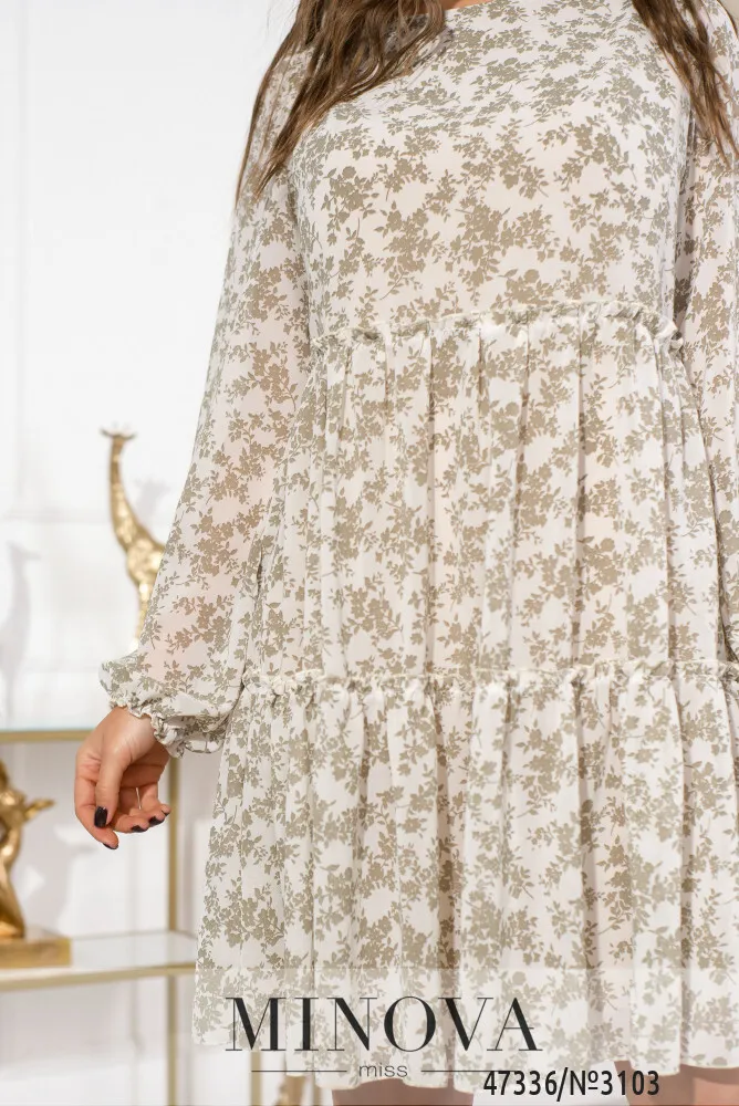 Платье 3103-белый-бежевый Minova