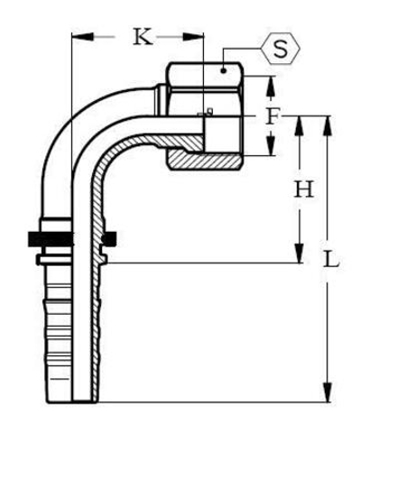 Фитинг DN 25 ORFS (Г) 1.11/16 (90) CS TIEFFE