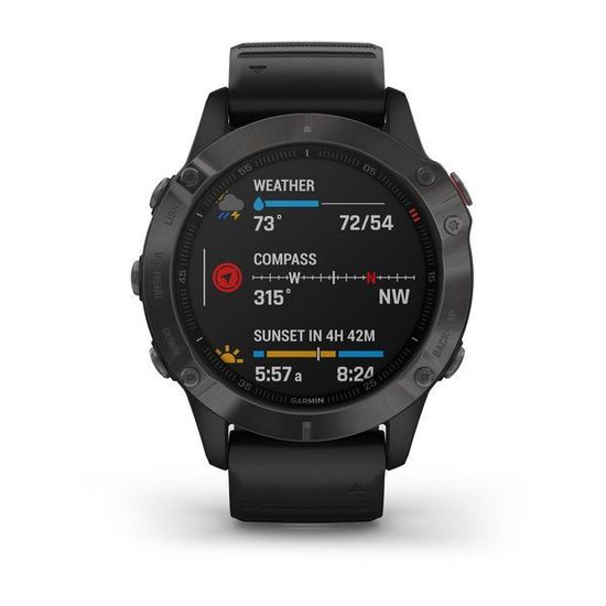 Мультиспортивные часы Garmin Fenix 6 Sapphire - серый DLC с черным ремешком  010-02158-11