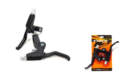 Ручки тормозные TRIX под "два-три пальца", алюминиевые, для рулей 22,2мм, черные