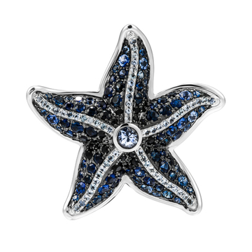 Брошь Морская Звезда с сапфирами, Brs0242-1/3