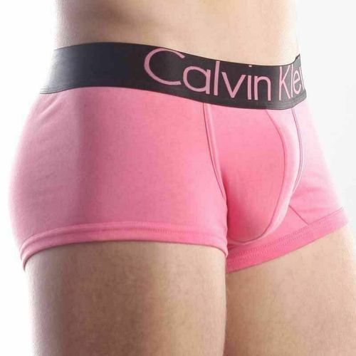 Мужские трусы хипсы розовые с черной резинкой Calvin Klein Steel Black Waistband Pink