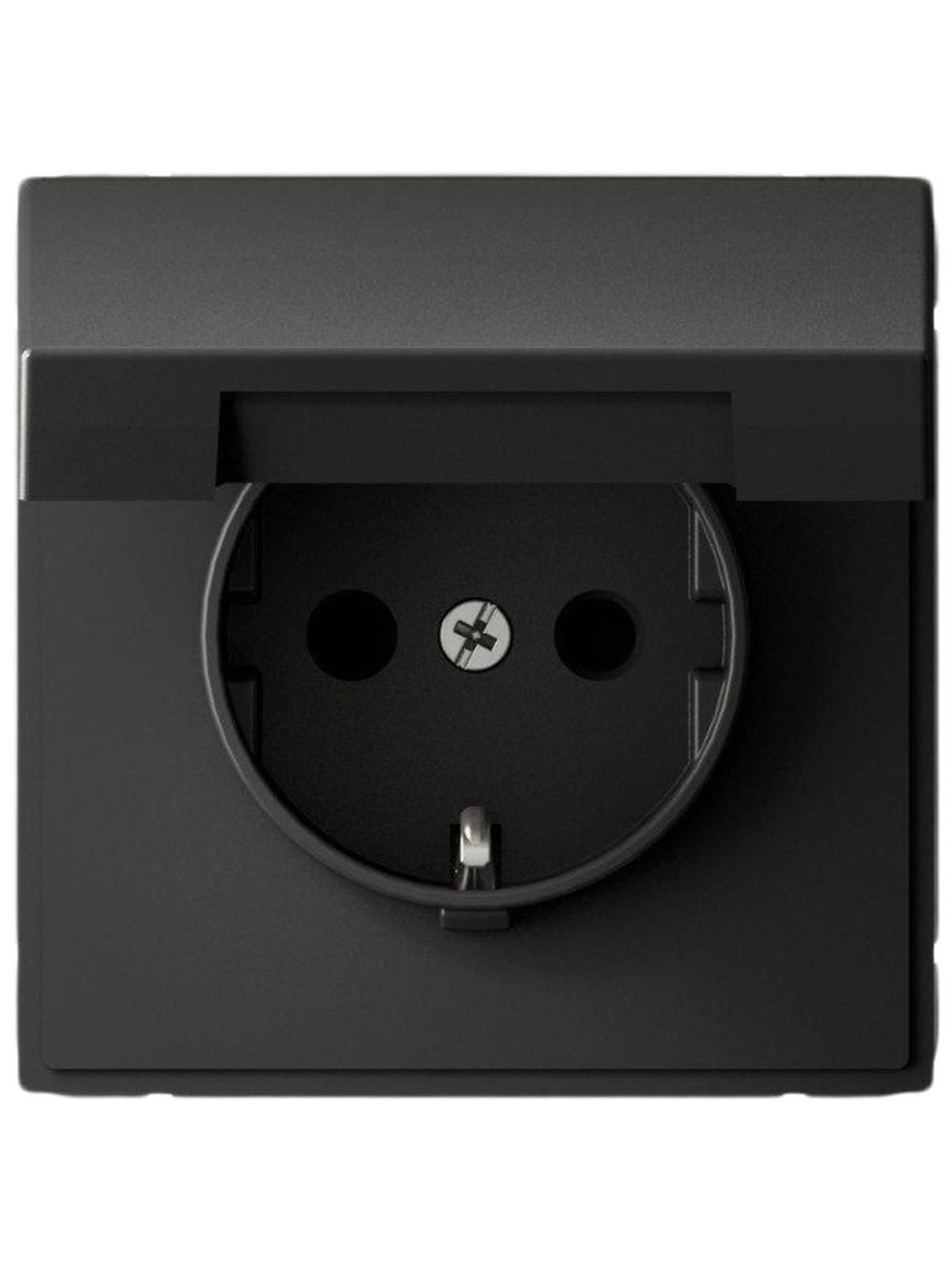 ARTGALLERY РОЗЕТКА с заземл. со шторк. с крышк., 16А, IP20,  механизм, быстрозажим. клем., БАЗАЛЬТ