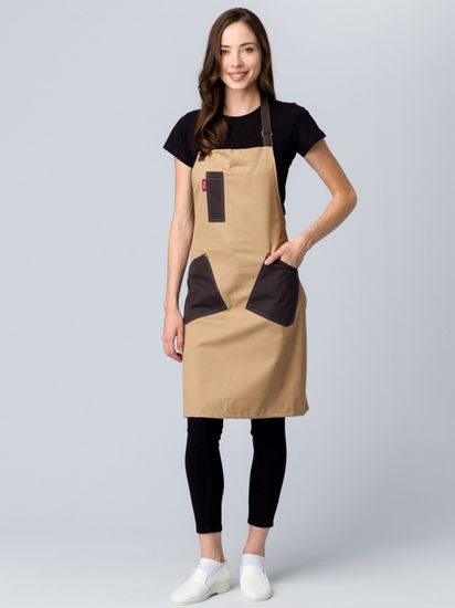 Фартук женский "Крафт" (бежевый/коричневый)