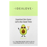 Idealove, Superfood Skin Savior, маска для лица с суперфудами, авокадо, 5 шт. по 20 мл (0,68 жидк. унции)