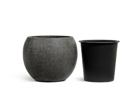 Кашпо TREEZ Effectory - серия Stone - Большая полусфера - Тёмно-серый камень