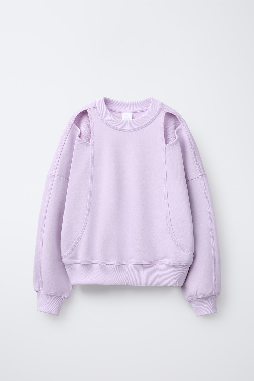 ZARA ТОЛСТОВКА С ВЫРЕЗАМИ, ЦВЕТ МАЛЬВЫ