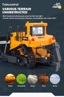 Радиоуправляемый бульдозер HUINA масштаб 1:16 2.4G - HN1554
