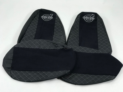 Чехлы модельные стеганные кожа + аликанте вышивка VOLVO FH/FM от 2013 г. V13 Польша CLASSIC