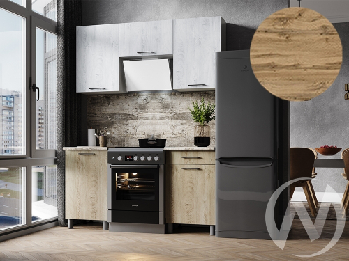 Кухня Одри 1.6м с окапом (корпус белый/дуб остин серый; дуб остин бежевый)