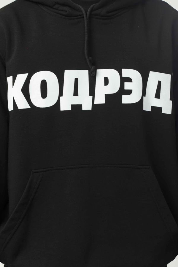 Худи Base Hoodie Wide Summer Лого ТМ Черный/Белый принт КОДРЭД - фото 5