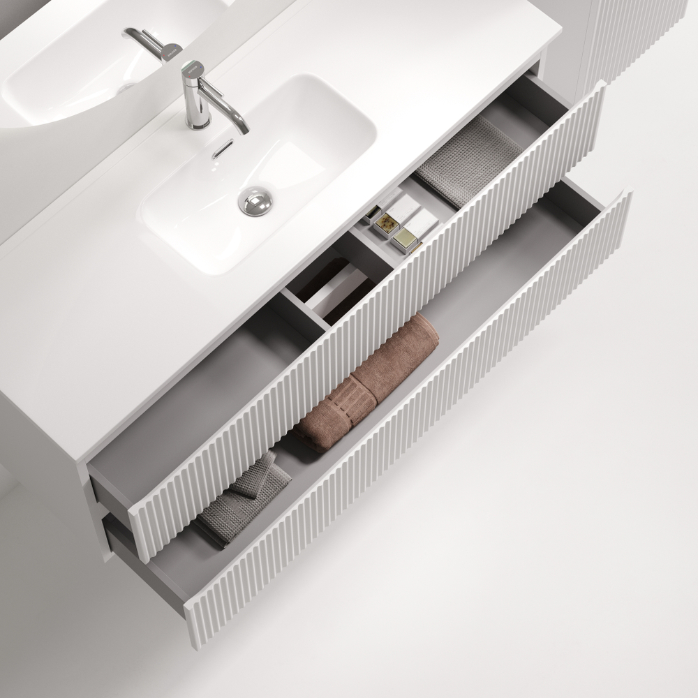 Тумба подвесная SANCOS Snob R 1195х390х500, c двумя ящиками оснащенными доводчиками, Bianco, арт.SNR120/39W