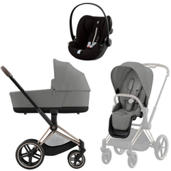 Коляска Cybex Priam IV Rosegold complete и автокресло Cloud G i-Size Moon Black Plus 3 в 1 Mirage Grey