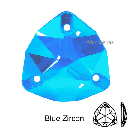 Стразы пришивные, Fat Triangle, Blue Zircon, 229, 17mm, (72 ea/pkg), 5A+, (F2)