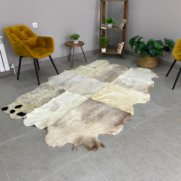 Ковер из 6 шкур \ Натуральная овчина с коротким ворсом.