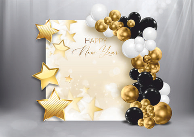 Фотозона на Новый год с баннером и звездами