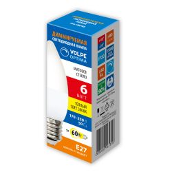LED-C37-6W-3000K-E27-FR-DIM-SLS Лампа светодиодная. диммируемая. Форма свеча. матовая. Теплый белый свет 3000K. ТМ Volpe