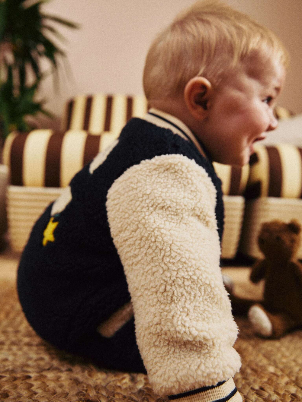 Флисовая куртка для малышей Next B79-296, Бежевый, Темно-синий