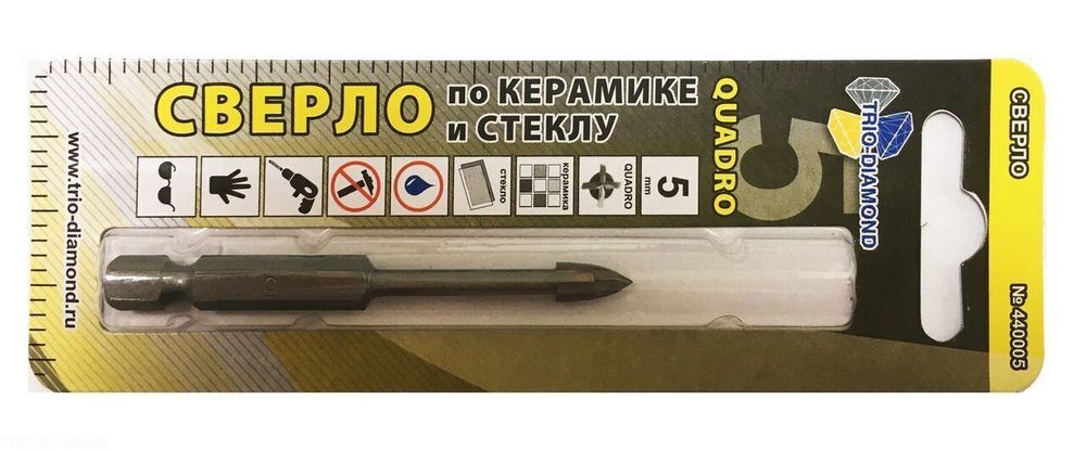 Сверло по керамике и стеклу квадро 5мм TRIO-DIAMOND 440005